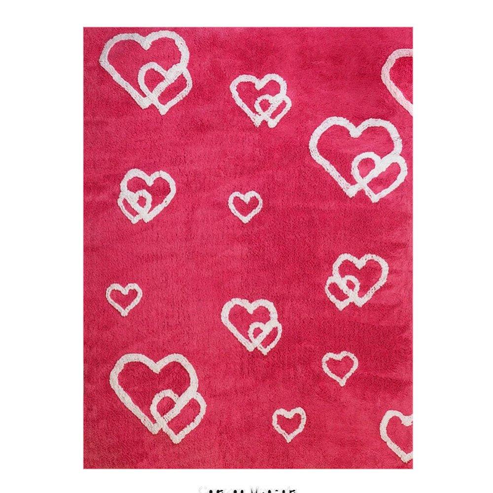 Alfombra Infantil Algodón Corazones Fresa - Nanetes #